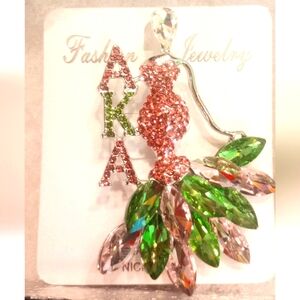 AKA Sorority Elegant Lady Bling Logo Brooche